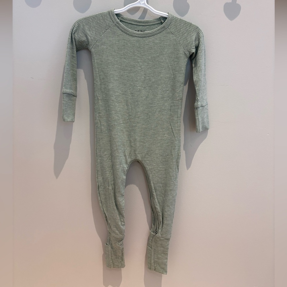 Little Sleepies Crescent Zippy in Sage Ribbed 6-12 Months